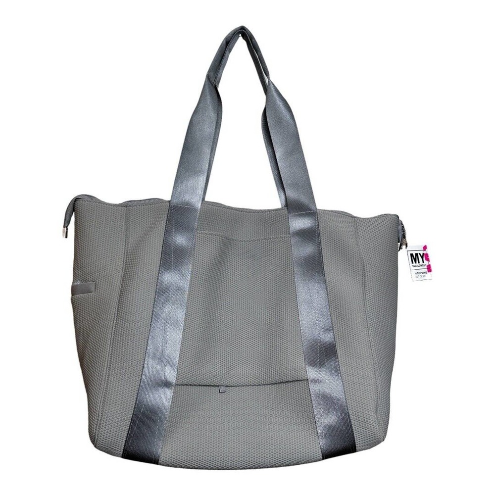NWT! MY TAGALONGS WEEKENDER BAG BILLIE NEOPRENE Dots GREY NEUTRAL - Picture 3 of 9